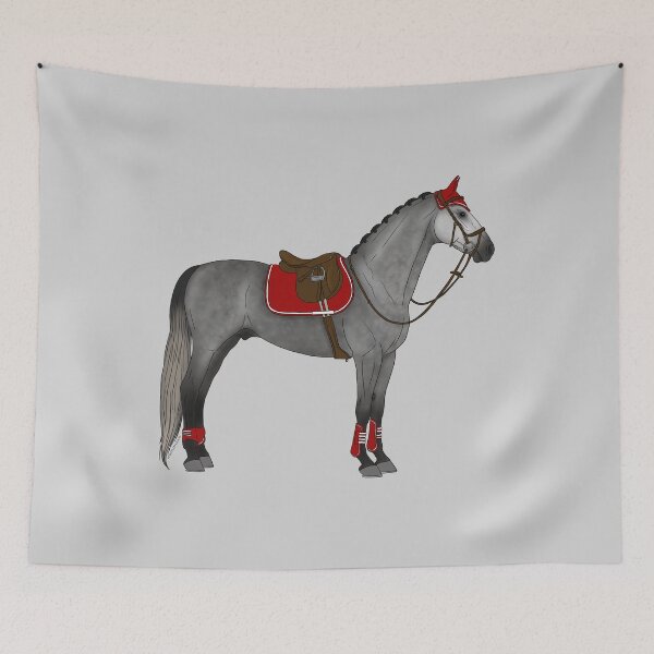Item preview, Dappled Gray Jumper Horse in Red Accessories designed and sold by DappledMoon.