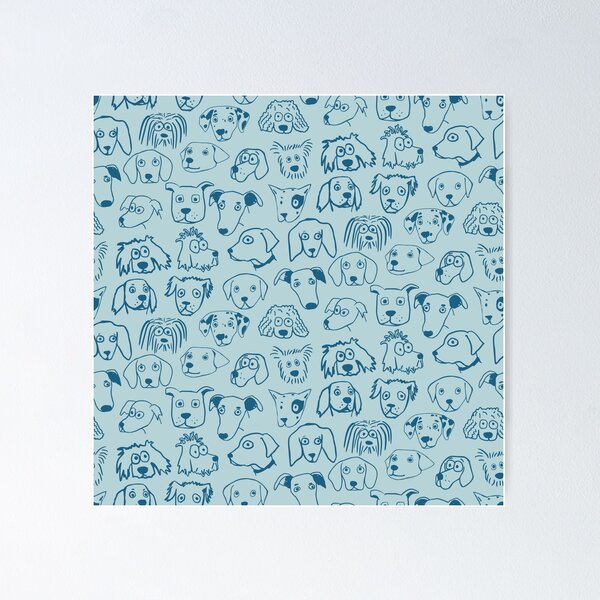 Item preview, Dog faces pattern in blue designed and sold by SaryandSaff.