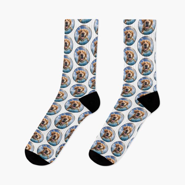 Item preview, golden retriever dog swimming under water with a happy face circle design designed and sold by planetgolden.