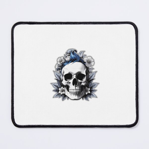 Item preview, Skeleton, skull, beautiful flower, blue hair designed and sold by Farzad Parhizkar.