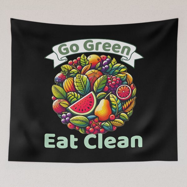 Item preview, Go Green Eat Clean - Vegetarianism, Plant based, World Vegetarian Day designed and sold by TheInkyOwl-TIO.