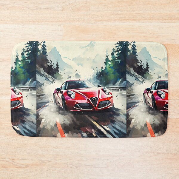 Item preview, Alfa Romeo 4C Dynamically Speeding Along Wet Mountainous road.  designed and sold by RevUpDesign.