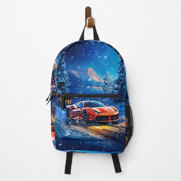 Item preview, Alpine Escape - Exclusive Winter Sportscar Among Snowy Cabin Scenery, Vibrant Artistic designed and sold by RevUpDesign.