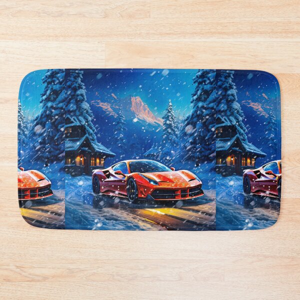 Item preview, Alpine Escape - Exclusive Winter Sportscar Among Snowy Cabin Scenery, Vibrant Artistic designed and sold by RevUpDesign.