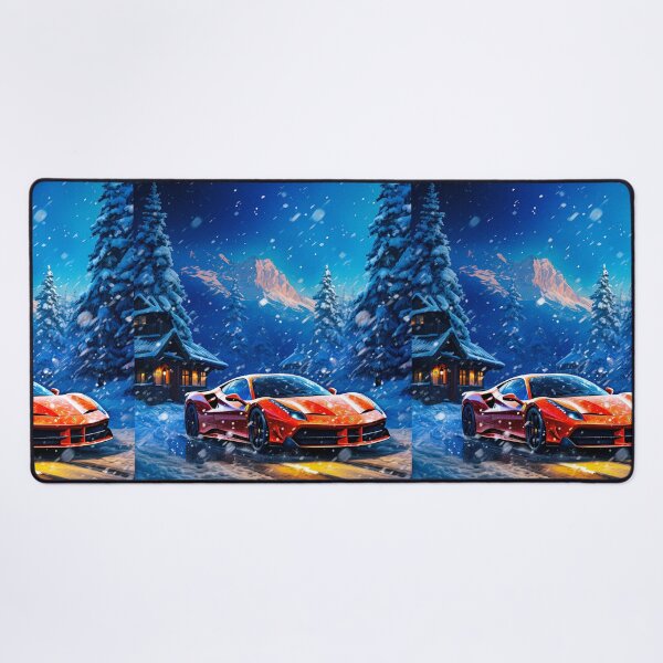 Item preview, Alpine Escape - Exclusive Winter Sportscar Among Snowy Cabin Scenery, Vibrant Artistic designed and sold by RevUpDesign.