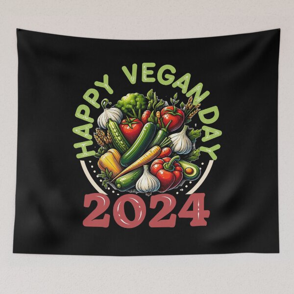 Item preview, Happy Vegan Day 2024 - World Vegetarian Day, Vegetarianism, Anti meat designed and sold by TheInkyOwl-TIO.