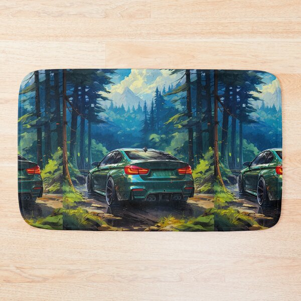 Artikelvorschau, Forest Drive Serenity, Grünes Performance Auto Poster, Bergfahrt, Künstlerische Automobil Illustration entworfen und verkauft von RevUpDesign.