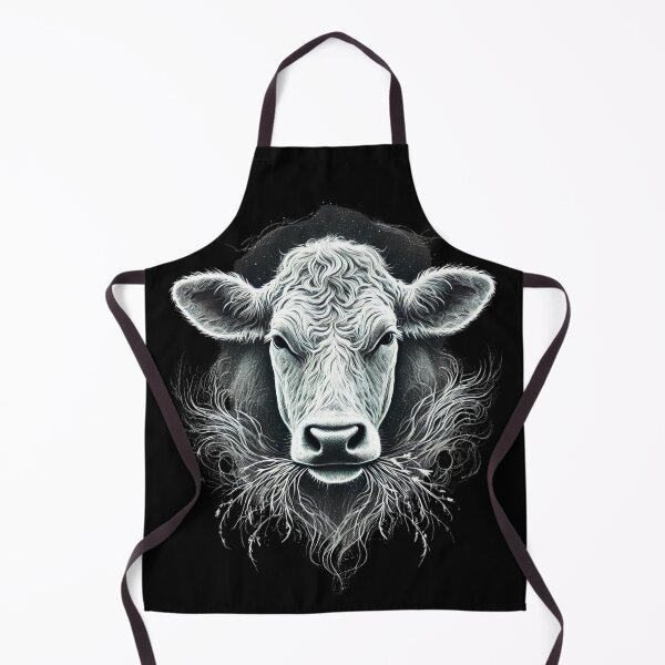 Item preview, Ethereal Monochrome Cow Eating Grass - Pastoral Serenity designed and sold by Blink Art Studio.