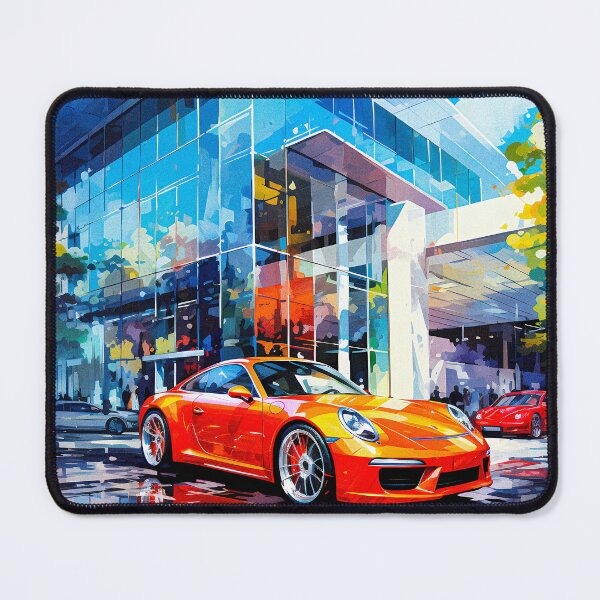 Item preview, Porsche 911 Carrera, Vibrant Urban Sport Car Scene - Limited Edition Artistic Car Poster, Reflective Street Illustration, Collectible Auto Artwork designed and sold by RevUpDesign.