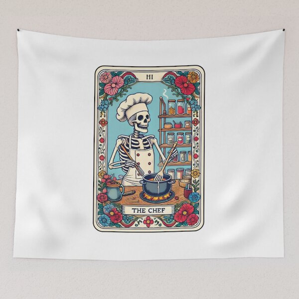 Item preview, The Skeleton Chef Cooking in the Kitchen Tarot Card designed and sold by silverhexagon.