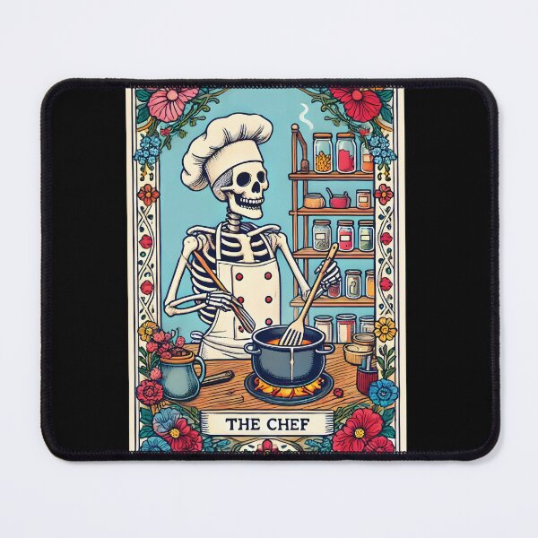 Item preview, The Skeleton Chef Cooking in the Kitchen Tarot Card designed and sold by silverhexagon.