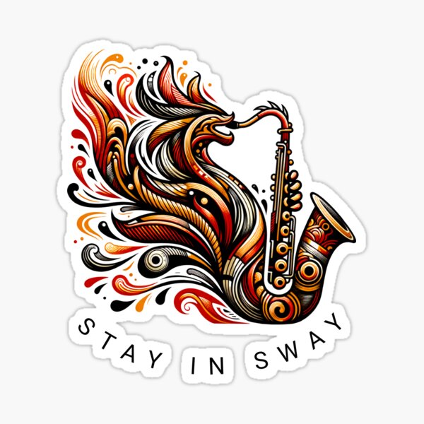 Stay in sway, dragon plays saxophone Sticker