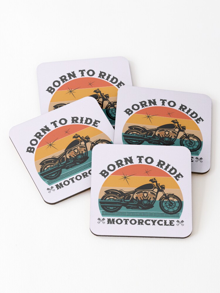 Thumbnail 1 of 5, Coasters (Set of 4), Born To Ride Motorcycle designed and sold by DavePepin.