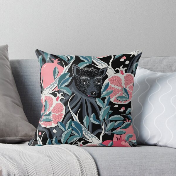 Item preview, Bat in pink pomegranates on a black background designed and sold by Alex  Blud.
