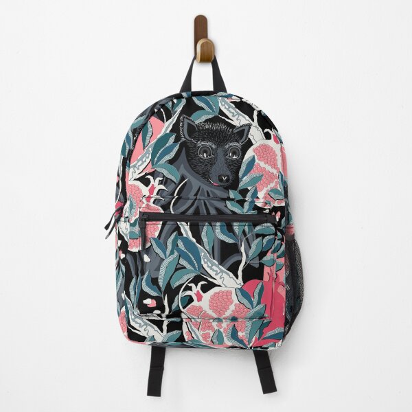 Item preview, Bat in pink pomegranates on a black background designed and sold by Alex Blud.