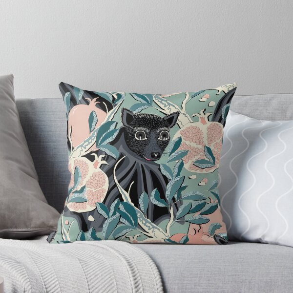 Item preview, Bat in beige pomegranates on a green background designed and sold by Alex  Blud.
