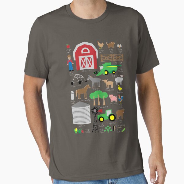 Vista previa del artículo con la obra «Camisa del alfabeto de la granja», diseñado y vendido por babybigfoot.