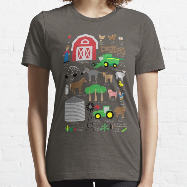 Vista previa del artículo con la obra «Camisa del alfabeto de la granja», diseñado y vendido por babybigfoot.