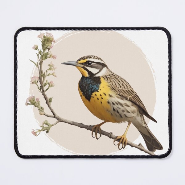 Item preview, Western Meadowlark, bird illustration vintage, Sturnella neglecta, North American birds, ornithology designed and sold by lagunaklein.