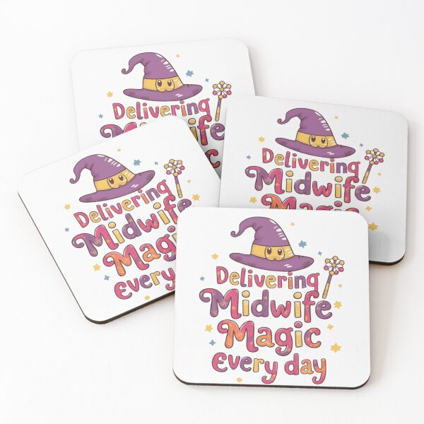 Item preview, Midwife Magic: A Cool Halloween Design with a Witch Hat and Wand, with the Caption Delivering Midwife Magic Every Day designed and sold by ElegantOutlines.