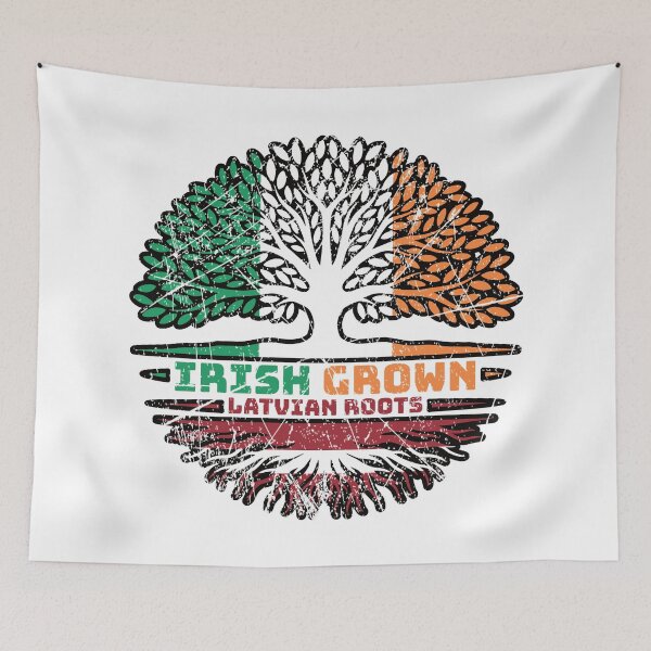 Item preview, Latvia Latvian Irish Ireland Tree Roots Flag designed and sold by FlagX.