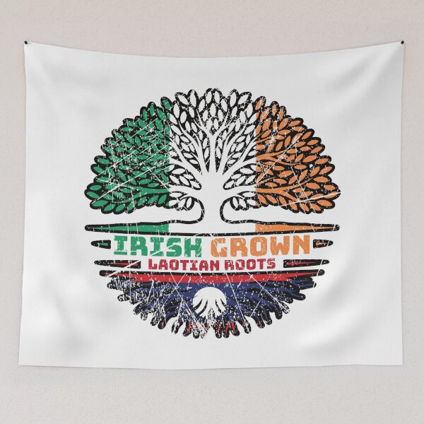Item preview, Laos Laotian Irish Ireland Tree Roots Flag designed and sold by FlagX.
