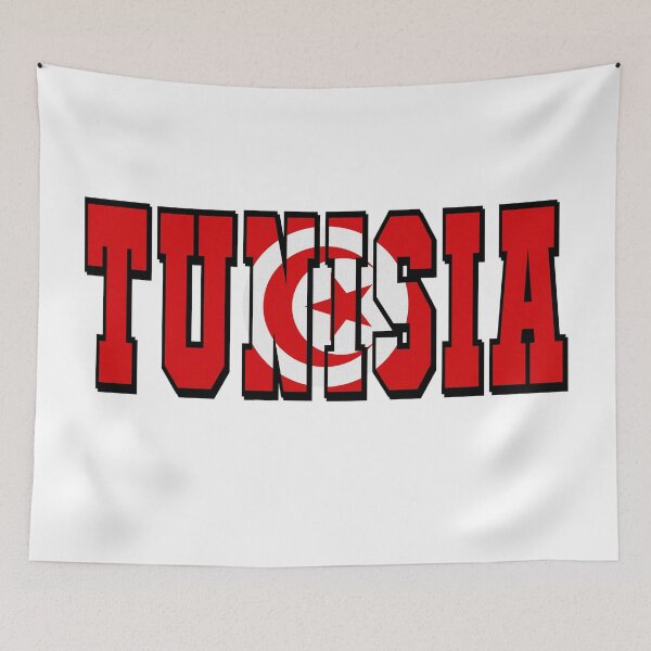 Item preview, Tunisia Country Flag Typography designed and sold by TravelWish.