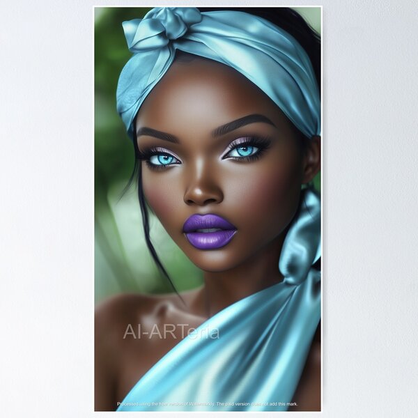 Item preview, Retrato glamoroso con ojos azules designed and sold by AI-ARTeria.