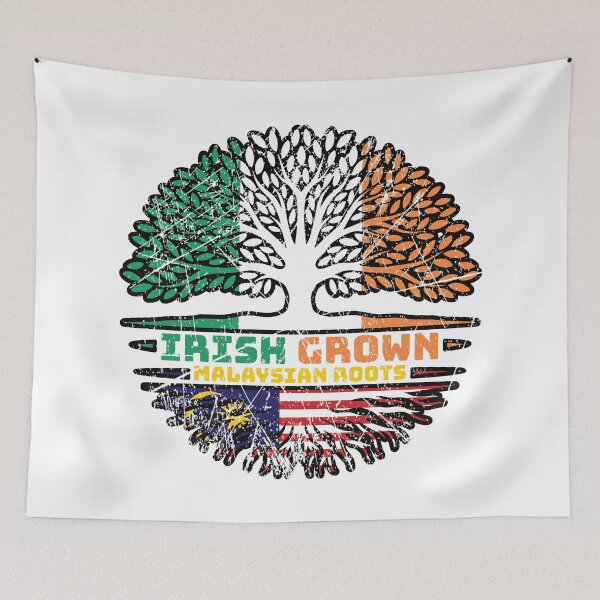 Item preview, Malaysia Malaysian Irish Ireland Tree Roots Flag designed and sold by FlagX.