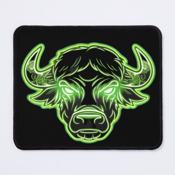 Item preview, Neon glowing green buffalo head designed and sold by 123ks.