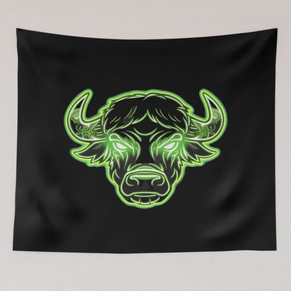 Item preview, Neon glowing green buffalo head designed and sold by 123ks.
