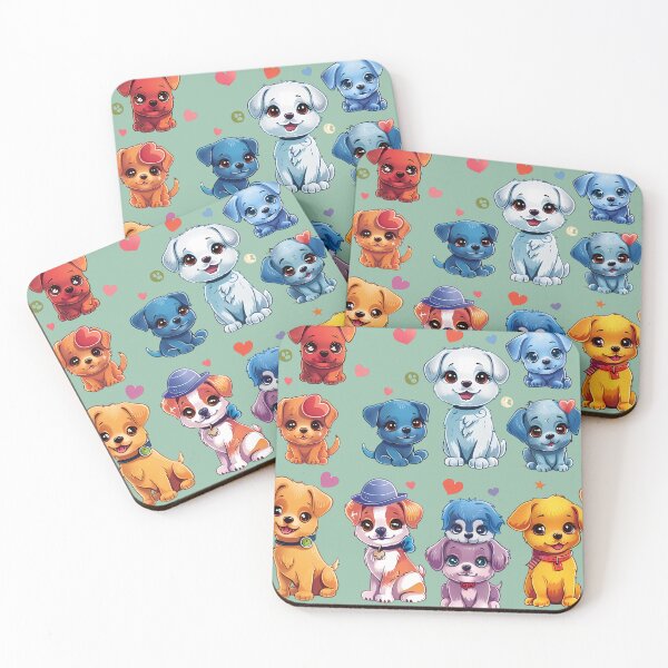 Item preview, Puppy Dog's Stickers and rainbow color, Small Heart, small butterfly, multi colored leaves, yellow puppy, Blue puppy, Rad puppy, The puppy has bright, adorable eyes. designed and sold by CHOKCHAIVONGDEE.