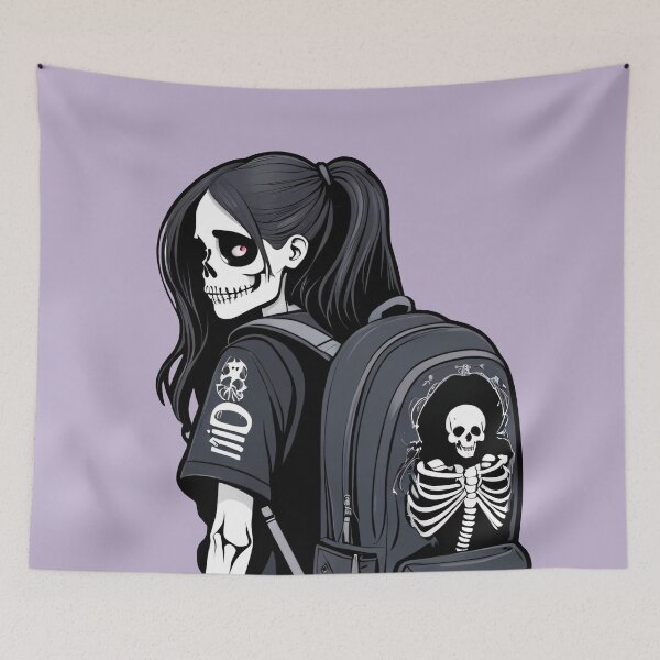 Item preview, Back to School Skeleton Girl With Backpack designed and sold by MadnessEnvelope.