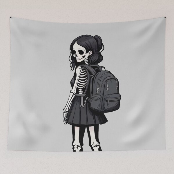 Item preview, Skeleton Girl With Backpack Back to School designed and sold by MadnessEnvelope.