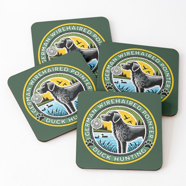 Item preview, German Wirehaired Pointer Duck Hunting Emblem designed and sold by SportyAndArtful.