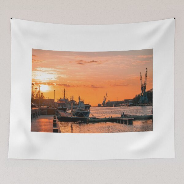 Item preview, Sunset sky over harbor designed and sold by LiguxKon.