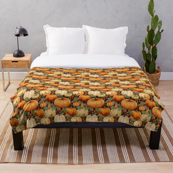 Spooky Pumpkin Designs for Halloween — Throw Blanket by BiMood