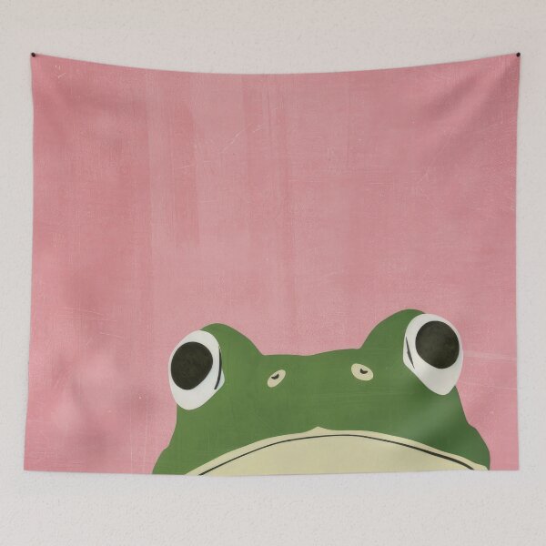 Item preview, Minimalist Japanese Woodcut Frog on Pastel Pink designed and sold by GulDesignCo.