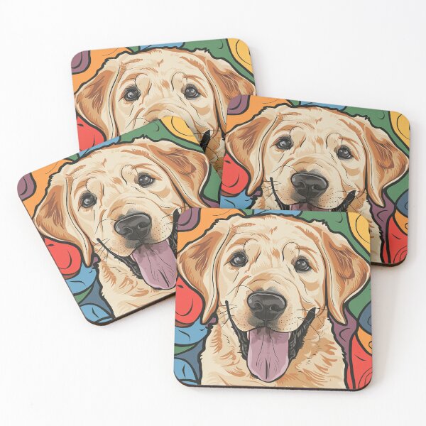 Item preview, Funny Cool Artsy Yellow Lab Dog Face Print Abstract Art designed and sold by Nature's Fancy.
