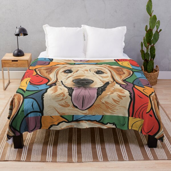 Item preview, Funny Cool Artsy Yellow Lab Dog Face Print Abstract Art designed and sold by Nature's Fancy.
