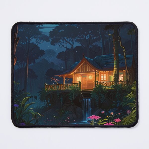 Item preview, Tranquil Wooden Hut in Lush Jungle designed and sold by Enchanting Art Vista.