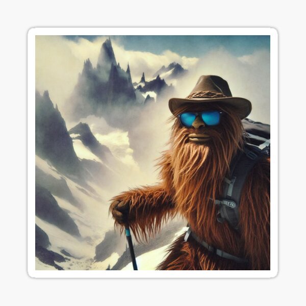 Sasquatch Hiking Mountains Sticker