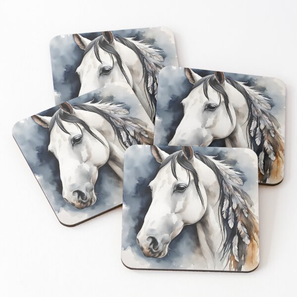 Item preview, Grey Horse head with Feathers designed and sold by Ann-Marle.
