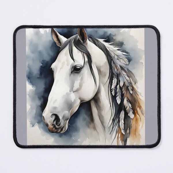 Item preview, Grey Horse head with Feathers designed and sold by Fat Pony.