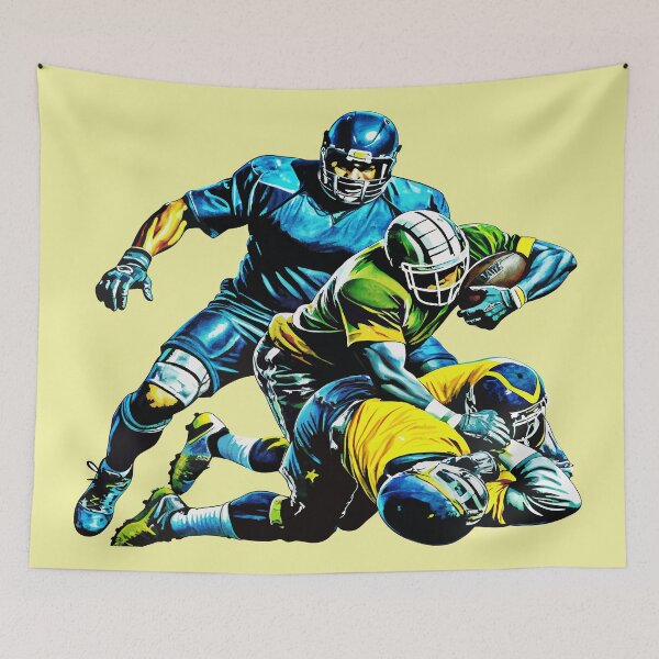 Item preview, Gridiron Clash: Intensity in Motion,Football Illustration designed and sold by AgarutanPrint.