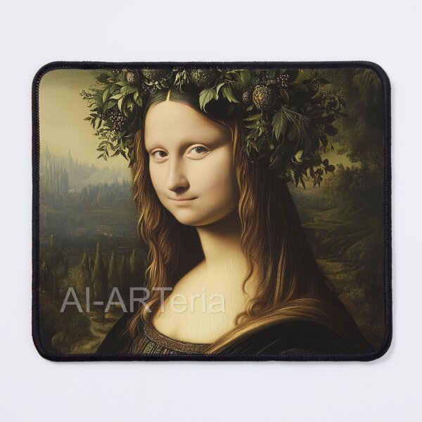 Item preview, portrait of Mona wearing a wreath designed and sold by AI-ARTeria.