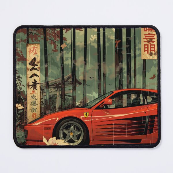 Item preview, Testarossa Italian race car Amidst Bamboo Forest with Blossoms designed and sold by Retrocranio.