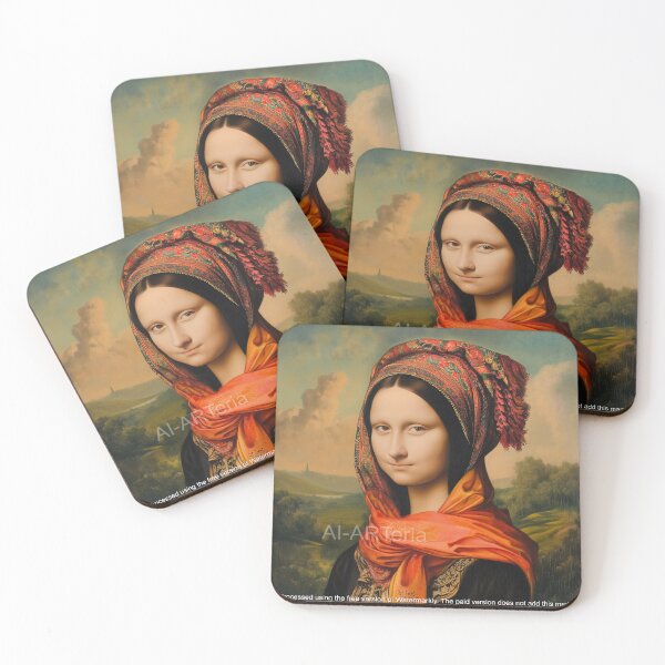 Item preview, Mona Lisa in Ukrainian Headscarf designed and sold by AI-ARTeria.