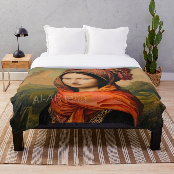 Item preview, Mona Lisa con pañuelo ucraniano designed and sold by AI-ARTeria.