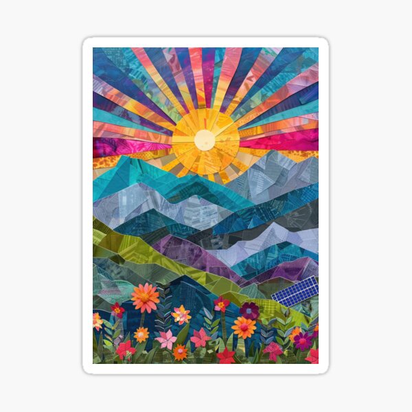Item preview, Colorful Sunset Scenery Collage Paper Art designed and sold by GulDesignCo.